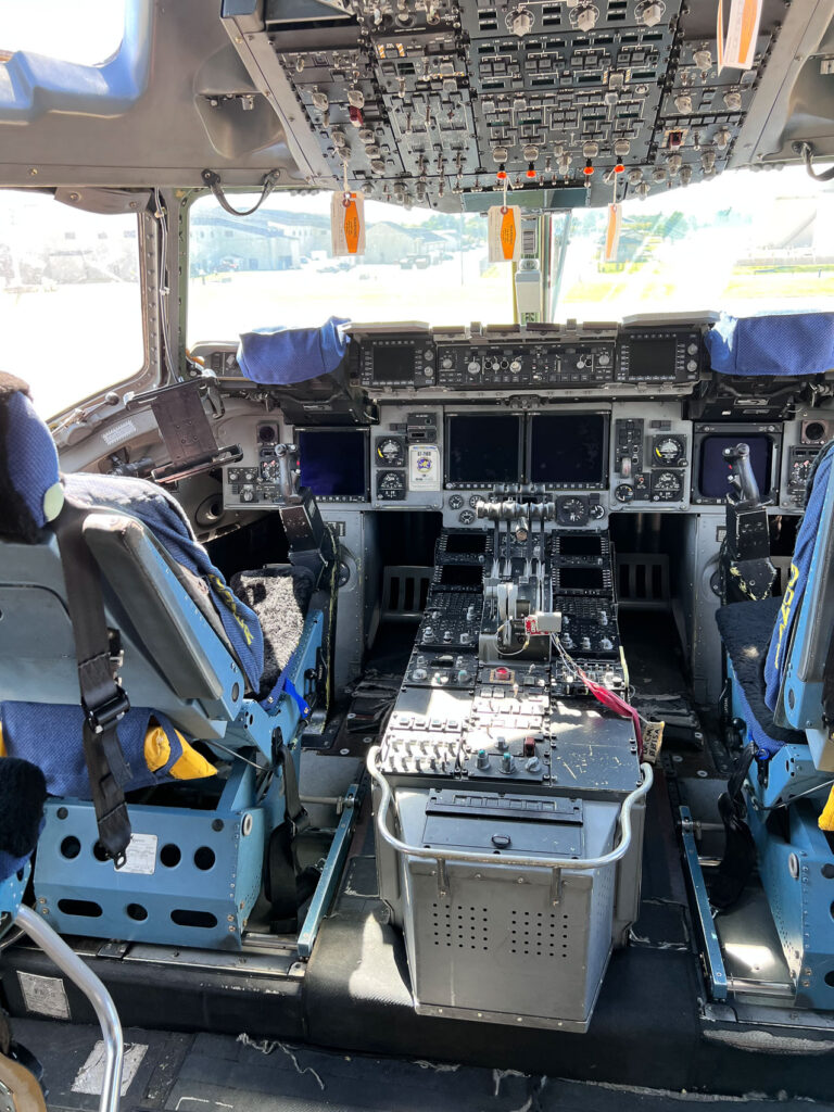 The cockpit of a C-5M