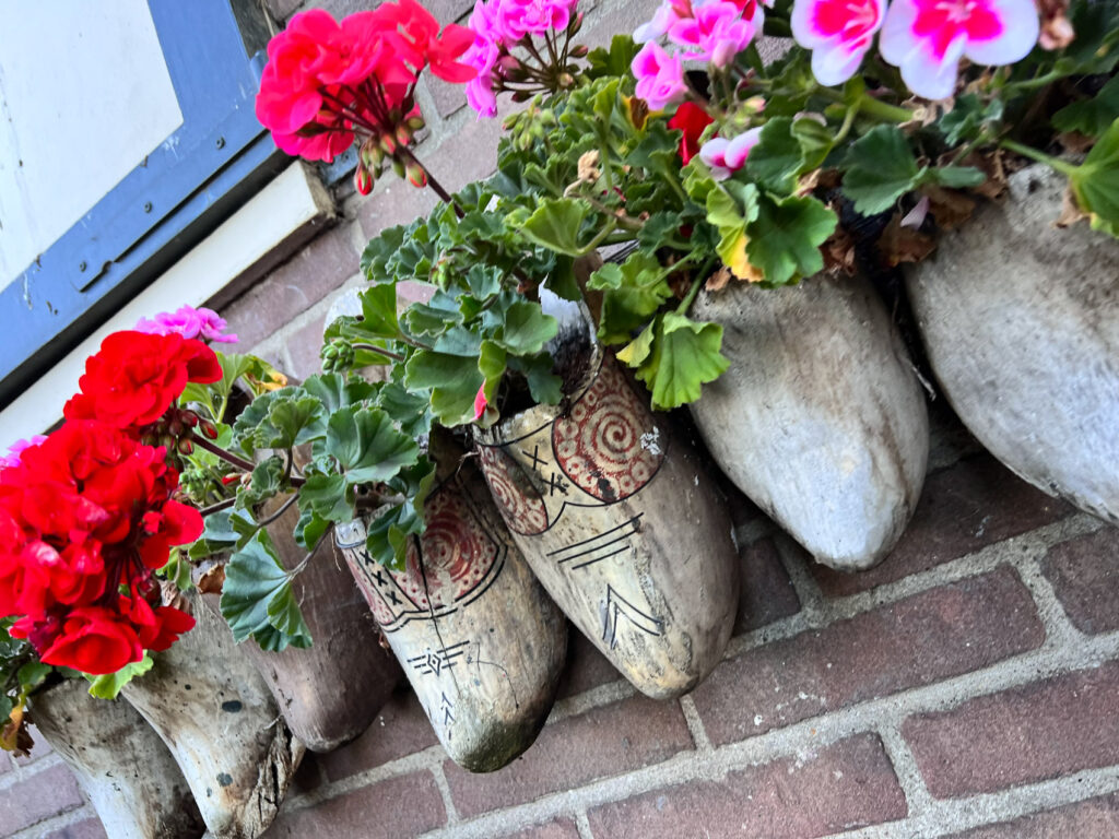 Wooden shoe flower pots