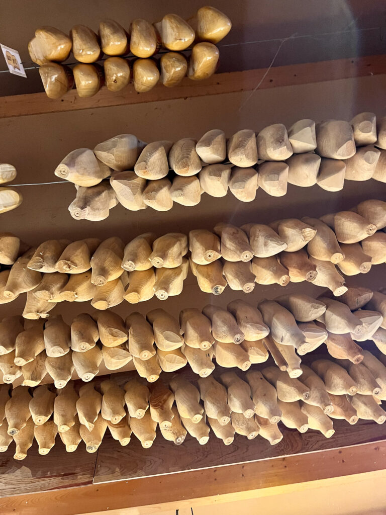 Clogs drying from ceiling